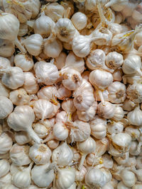 Full frame shot of garlics  for sale in market