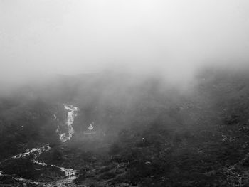 Scenic view of landscape against sky during winter