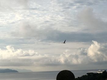 Scenic view of sea against cloudy sky