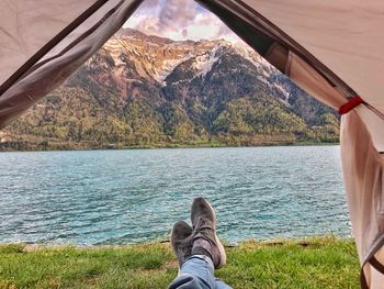 Low section of man in water