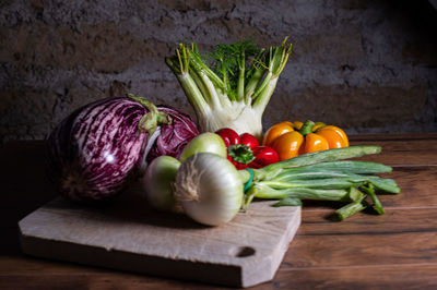Various vegetables on cutting board