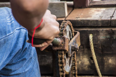 Man working on wood