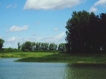 Scenic view of lake against sky