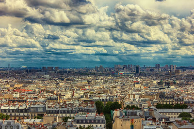 High angle view of townscape against sky