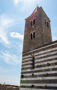 Low angle view of old building against sky