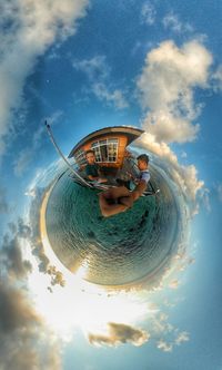 Digital composite image of building against sky