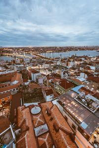 High angle view of townscape against sky