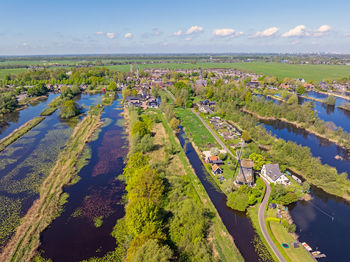 Aerial from the little town nederhorst den berg in the netherlands