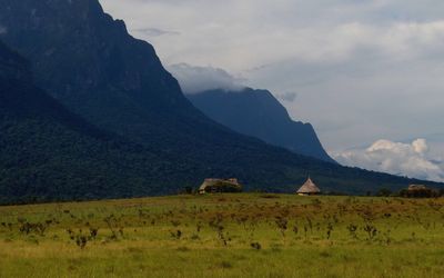Scenic view of mountains against sky