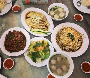 High angle view of food on table