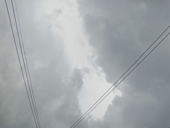 Low angle view of power cables against sky