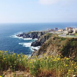 Scenic view of sea against clear sky