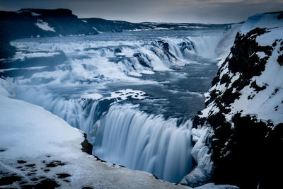 Most powerful waterfalls in iceland, gullfoss typical front view 