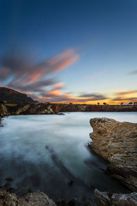 Scenic view of sea at sunset