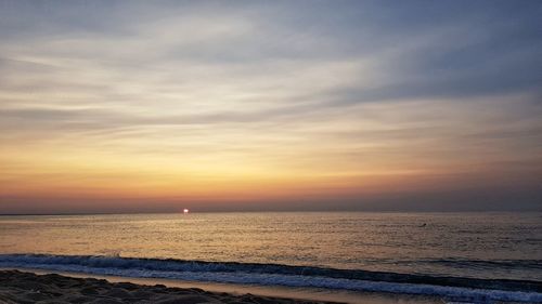 Scenic view of sea against cloudy sky