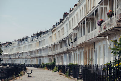 Low angle view of buildings against clear sky