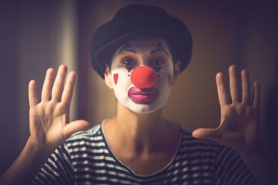 Close-up of woman with face paint