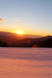 Scenic view of landscape against sky during sunset