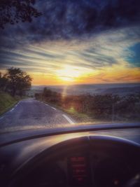 View of road at sunset