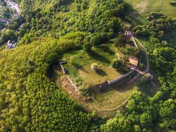 High angle view of cars on land