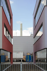 Exterior of factory against sky