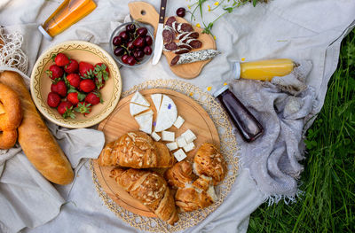 High angle view of food on table