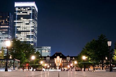 Illuminated city at night