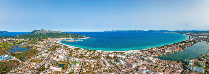 Aerial view of the beach in palma de mallorca