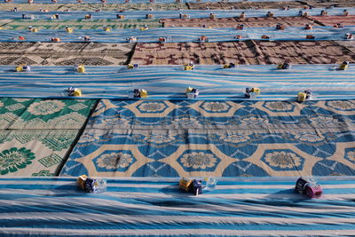 High angle view of boats in water