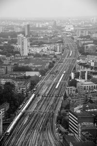 High angle view of cityscape against sky