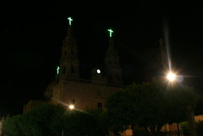 Low angle view of church at night