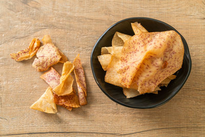 High angle view of food on table