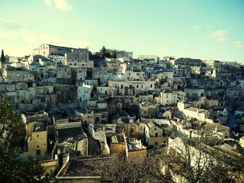 High angle view of townscape against sky