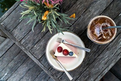 High angle view of food on table