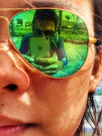 Close-up of woman in car