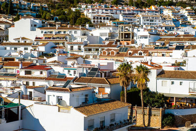 High angle view of benalmadena town on sunny day