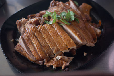 High angle view of meal served in plate