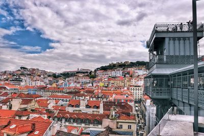 High angle view of townscape against sky