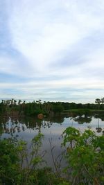 Scenic view of lake against sky