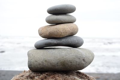 Stack of pebbles on beach