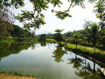 Scenic view of lake against sky