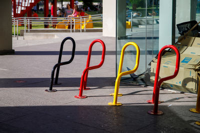Rear view of woman walking on street