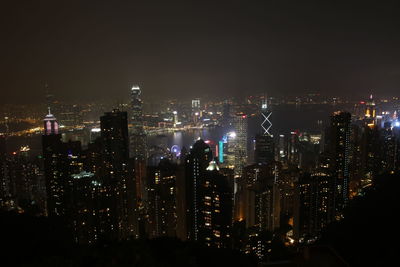 City lit up at night