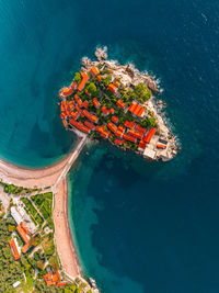 High angle view of boats in sea
