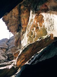 View of rock formations in cave