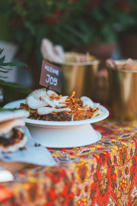 Close-up of food on table