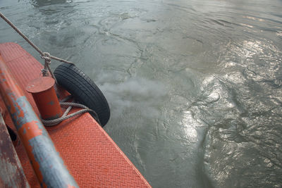 High angle view of boat in sea