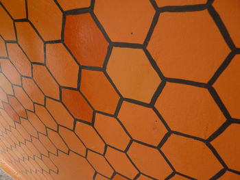 Full frame shot of wall with hexagonal pattern