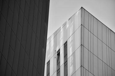 Low angle view of modern building against clear sky