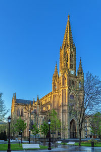 View of cathedral against clear blue sky